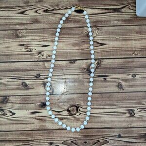 Vintage Monet Gold and White Beaded 30" Necklace